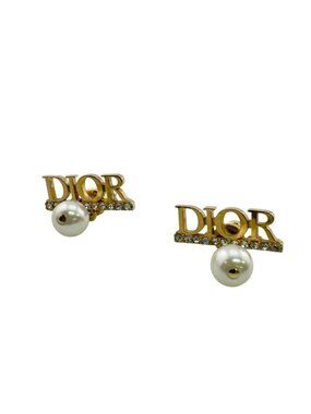 Dior Logo Earrings Gold